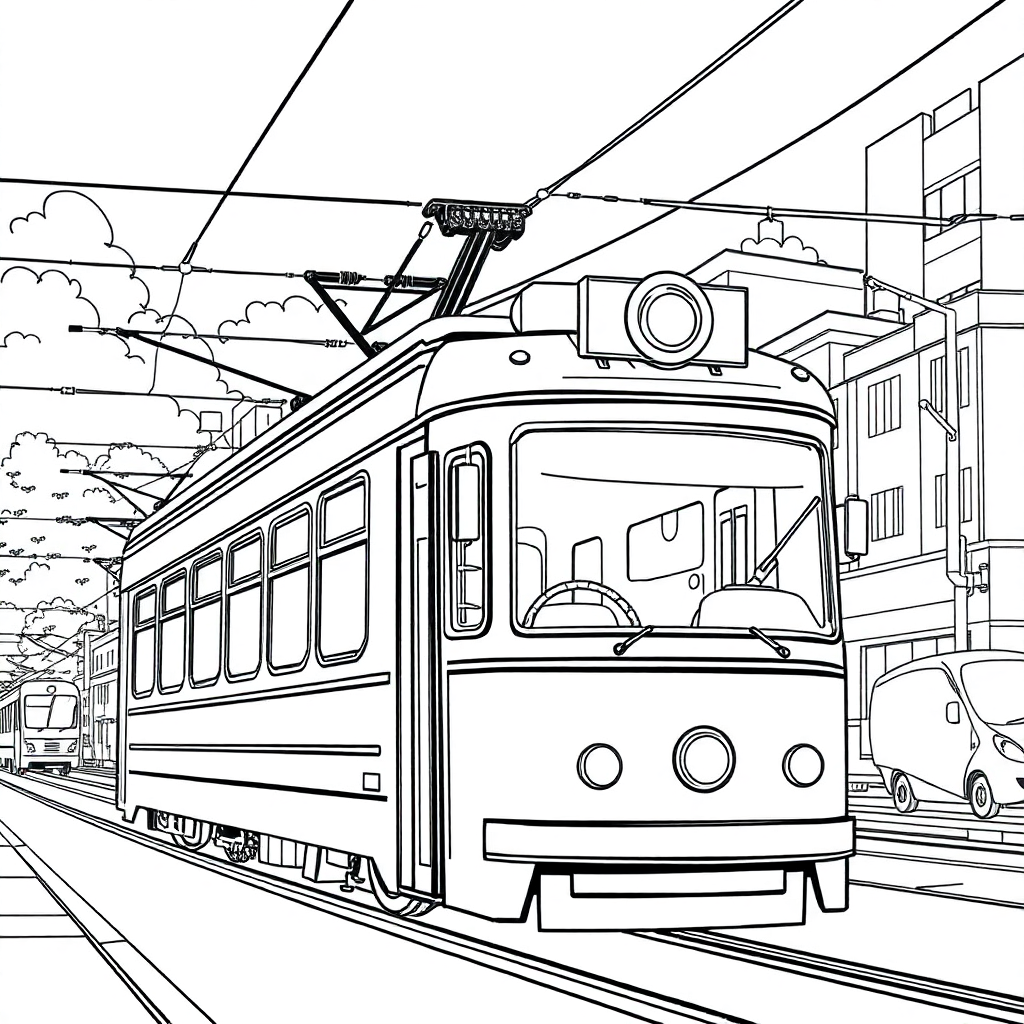 Trem Elétrico em uma Cidade
