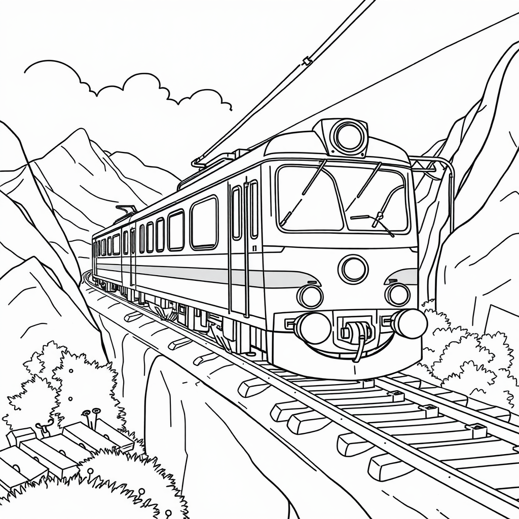 Trem em uma Ferrovia entre Montanhas