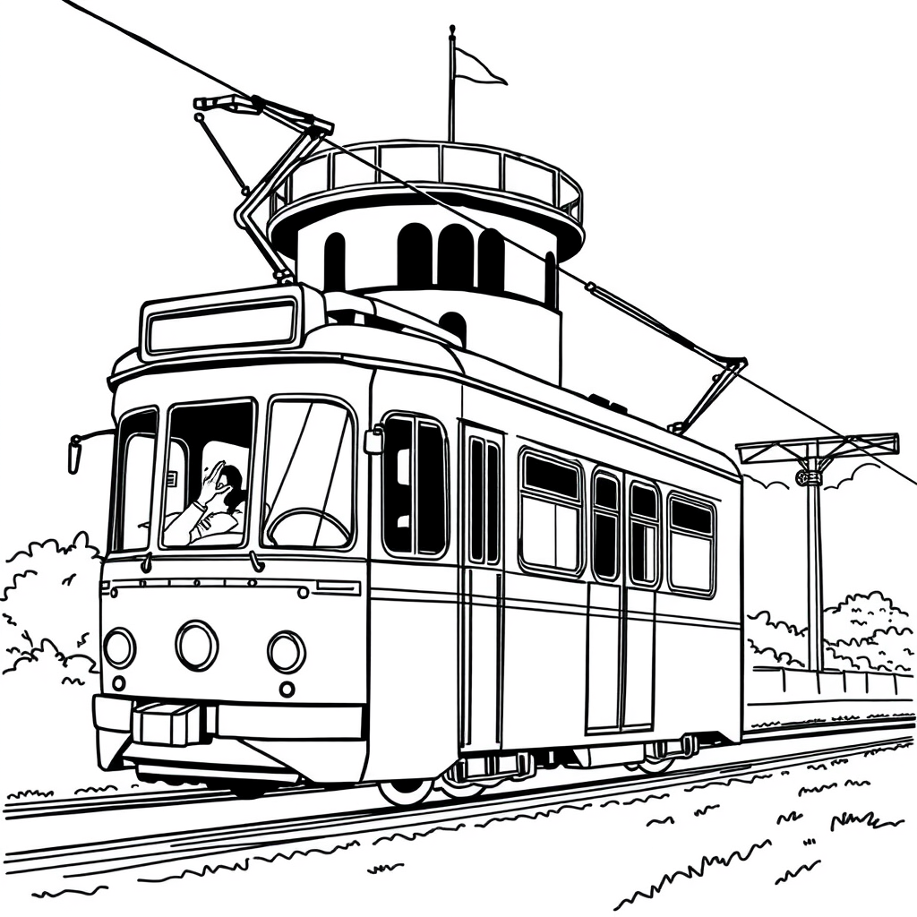 Trem Perto de uma Torre de Água