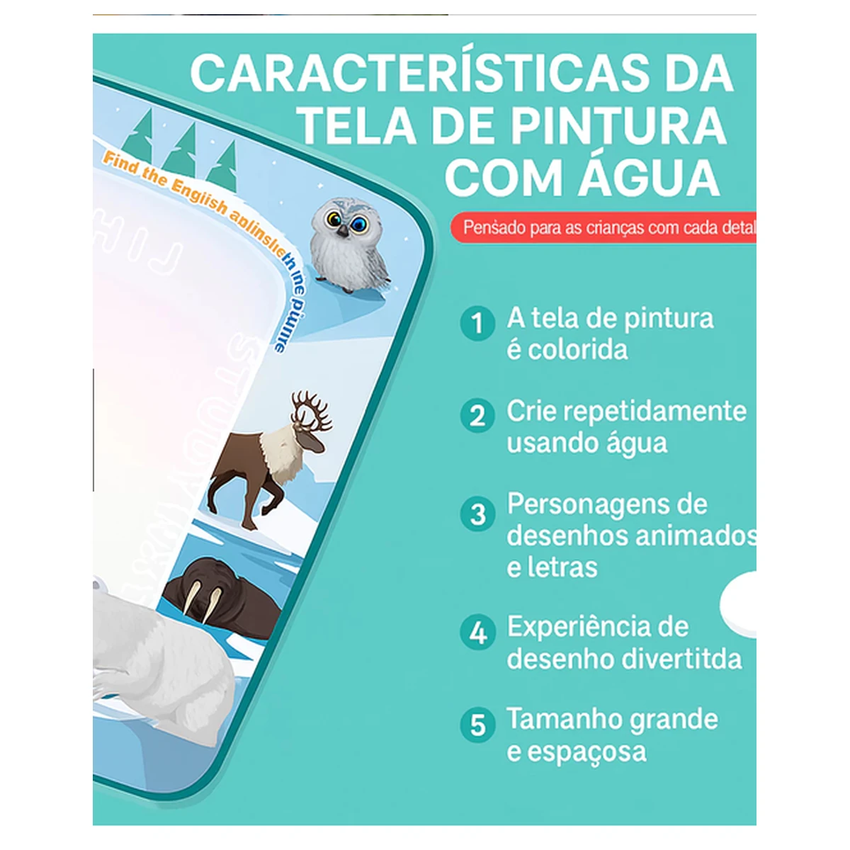 Características educativas do tapete infantil de desenho com água