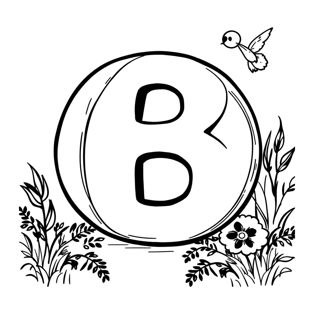 Desenho de bola infantil para colorir na atividade da letra B