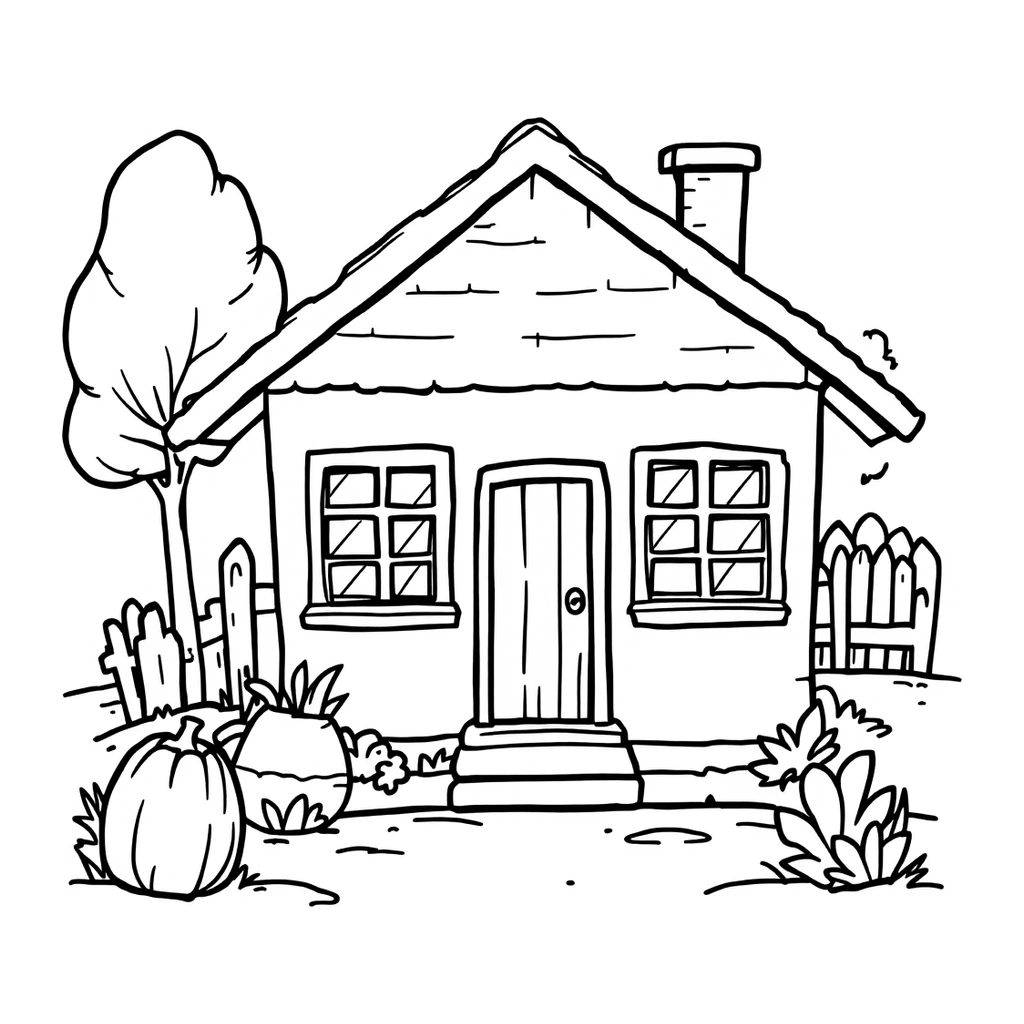 Desenho de casa infantil com jardim para colorir na atividade da letra C