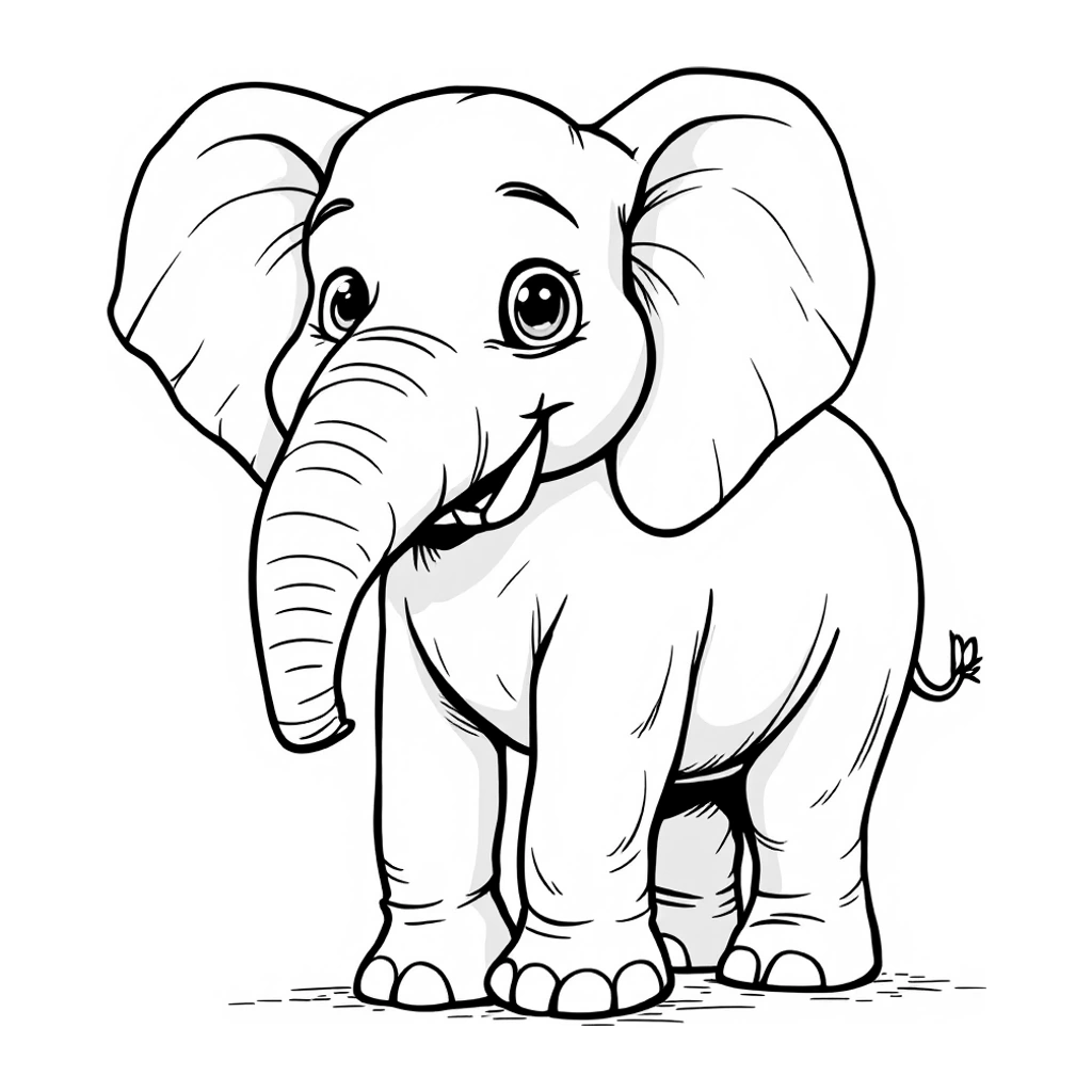 Desenho de elefante infantil para colorir na atividade da letra E