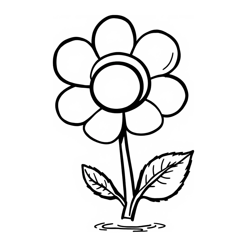 Desenho de flor infantil para colorir na atividade da letra F