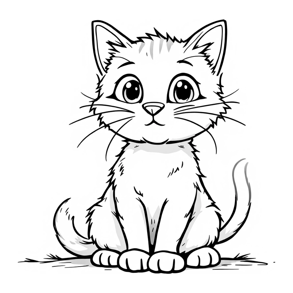 Desenho de gatinho infantil para colorir na atividade da letra G