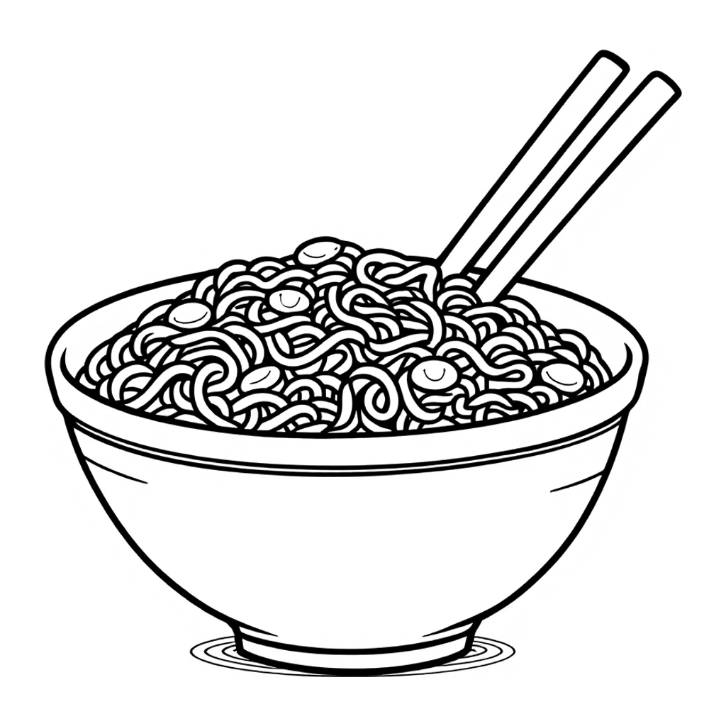 Desenho de tigela de yakisoba para colorir na atividade da letra Y
