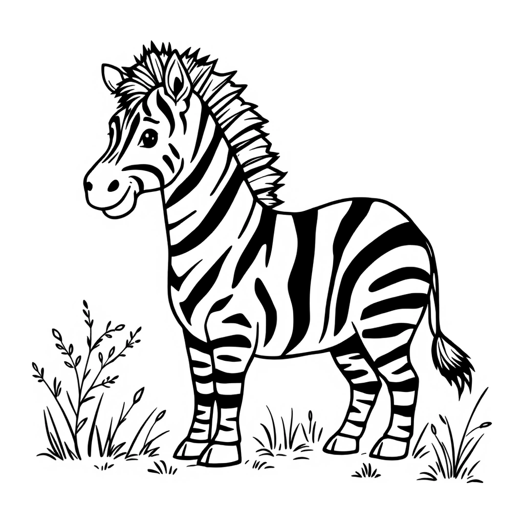 Desenho de zebra infantil para colorir na atividade da letra Z