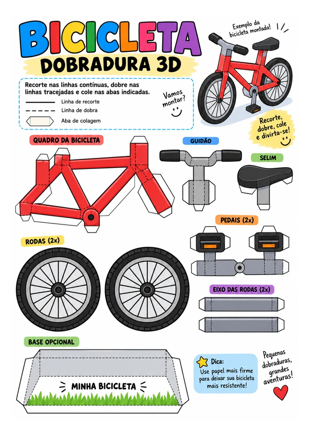 Bicicleta 3D para imprimir, recortar e montar