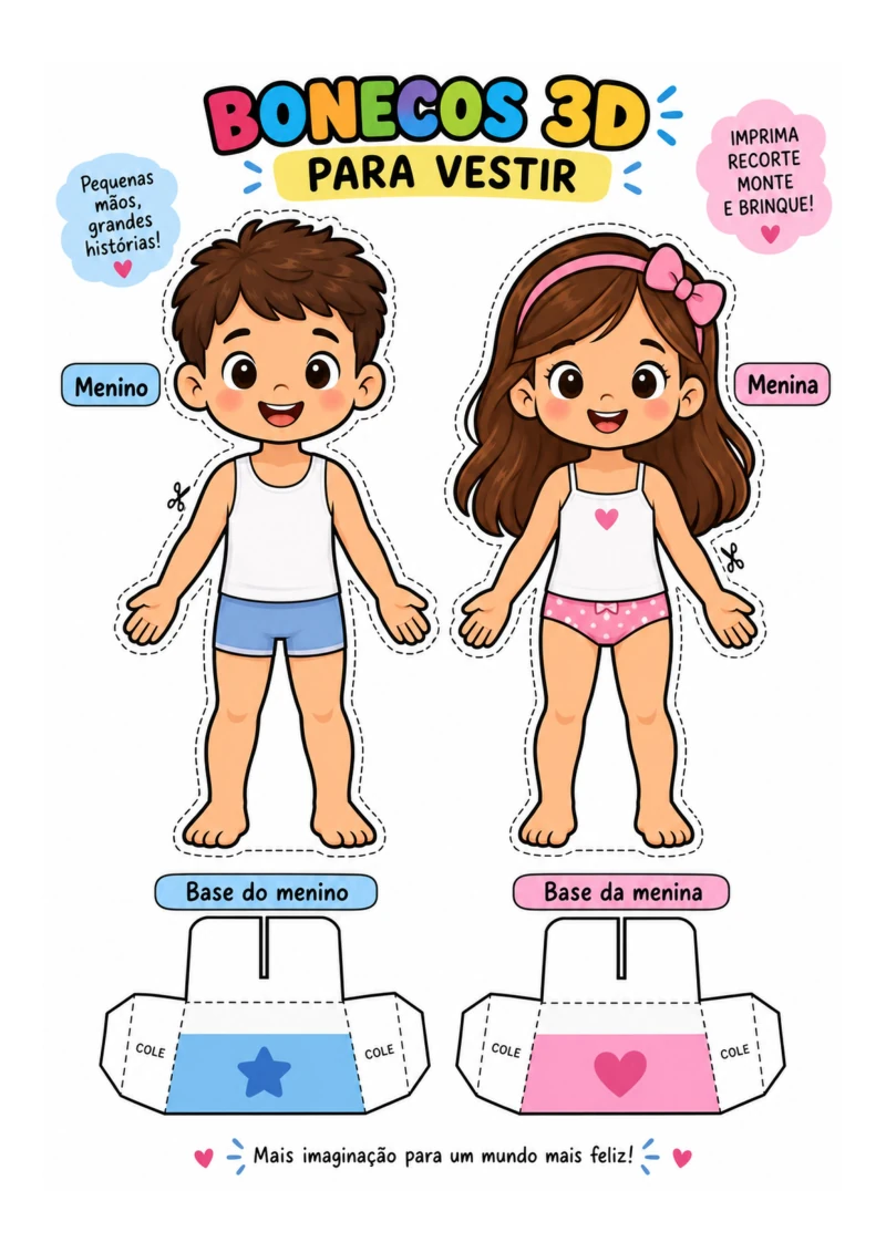 Bonecos e Roupas 3D para Vestir para imprimir e montar