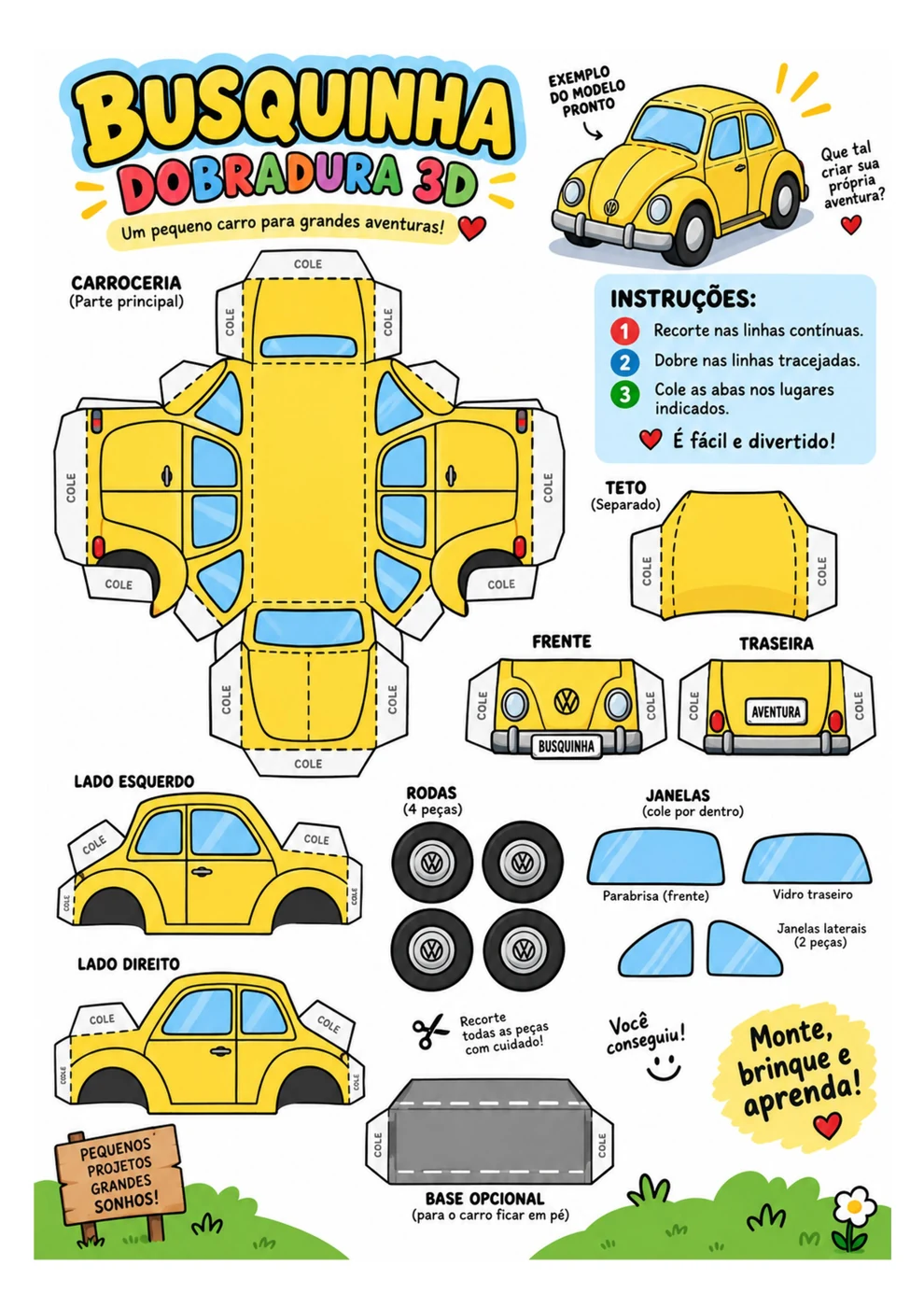 Busquinha 3D para imprimir, recortar e montar