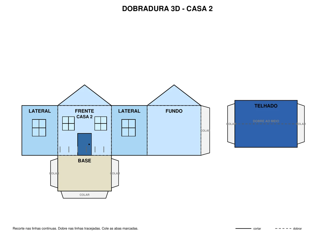 Casa 3D – Modelo 2 para imprimir, recortar e montar