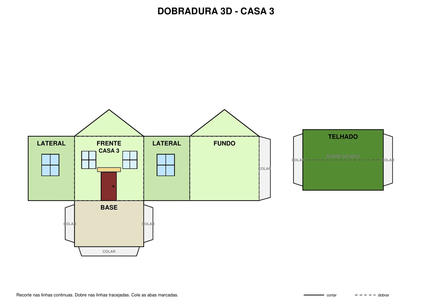 Casa 3D – Modelo 3 para imprimir, recortar e montar