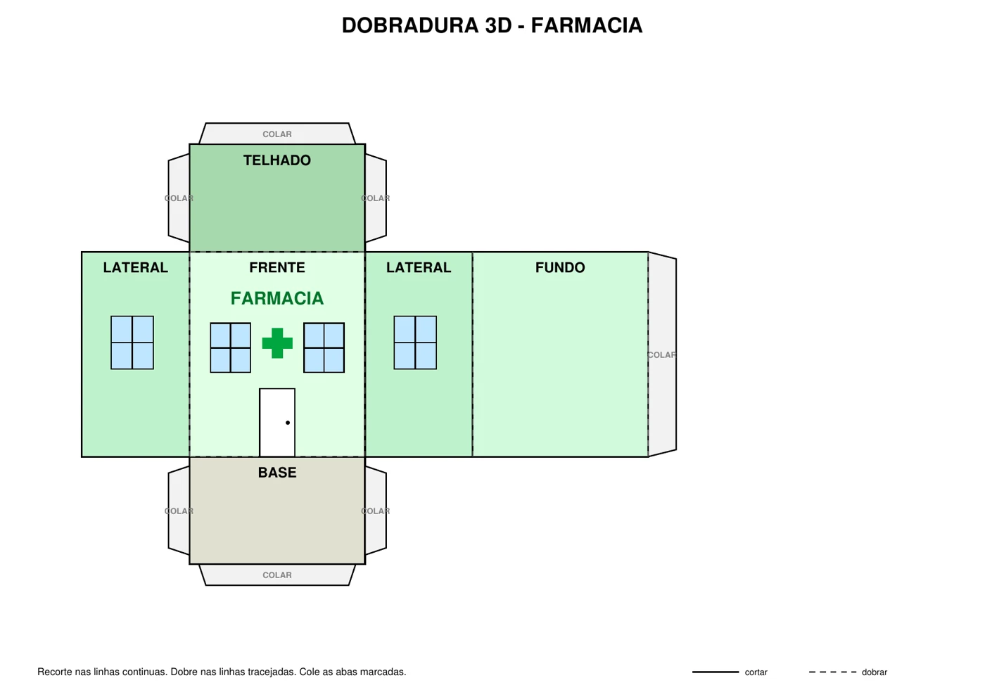 Farmácia 3D para imprimir, recortar e montar