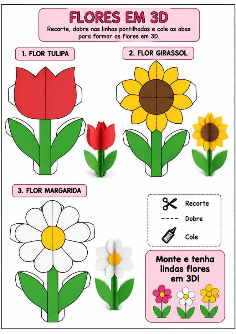 Flores 3D para imprimir e montar