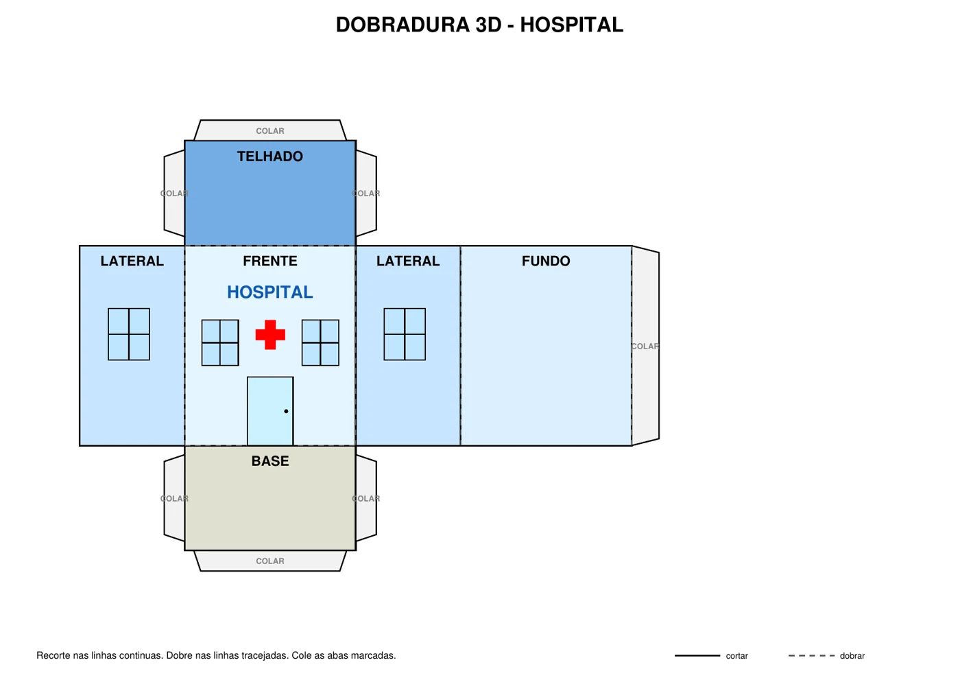 Hospital 3D para imprimir, recortar e montar