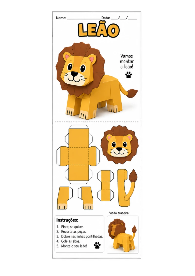Leão 3D para imprimir e montar