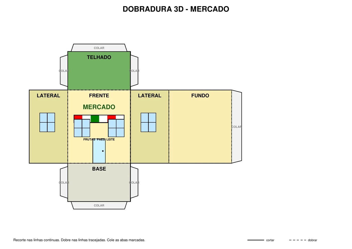 Mercado 3D para imprimir, recortar e montar
