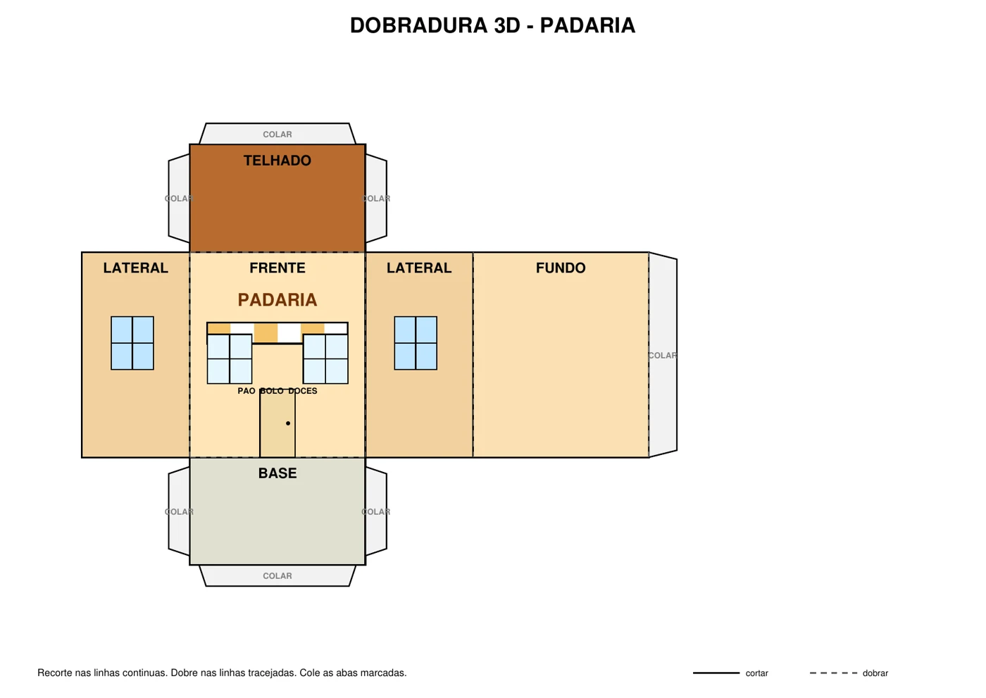 Padaria 3D para imprimir, recortar e montar