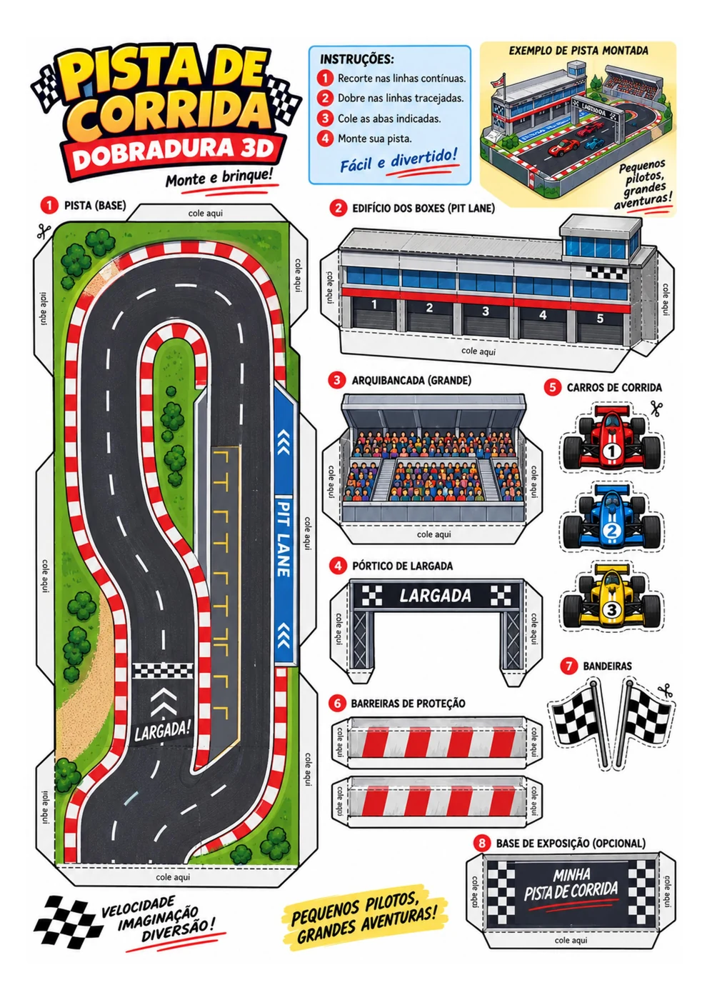 Pista de Corrida 3D para imprimir e montar