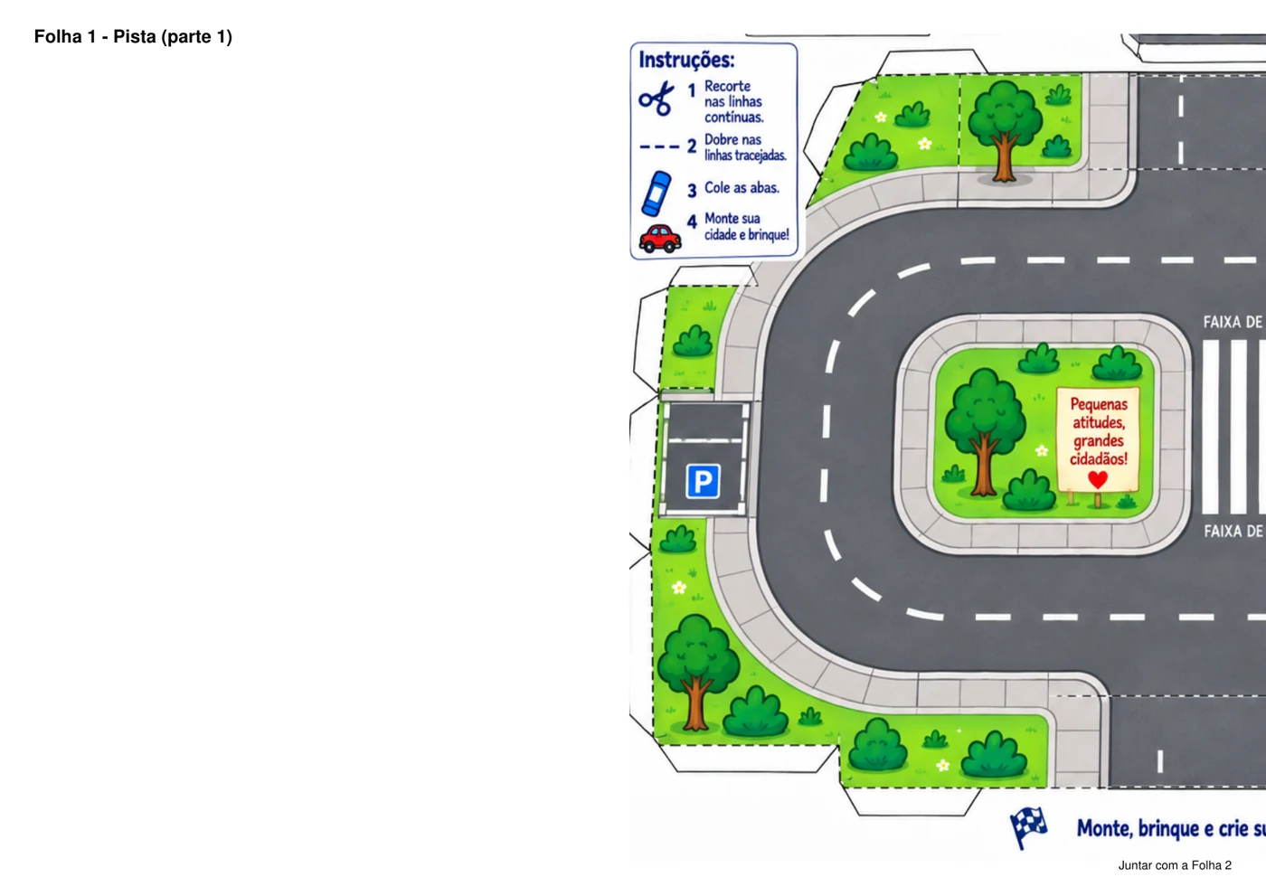 Pista de Corrida com Semáforo 3D para imprimir, recortar e montar