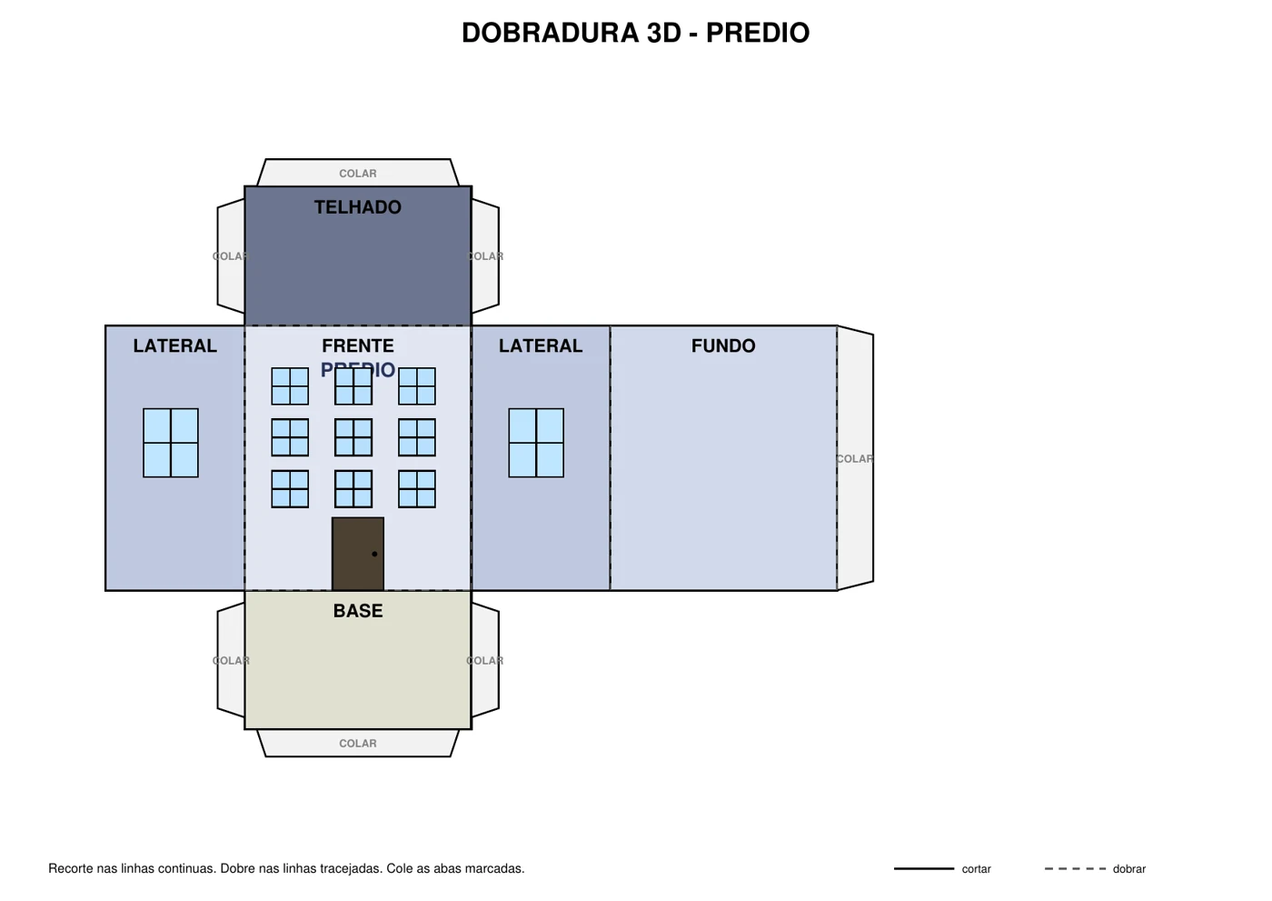 Prédio 3D para imprimir, recortar e montar