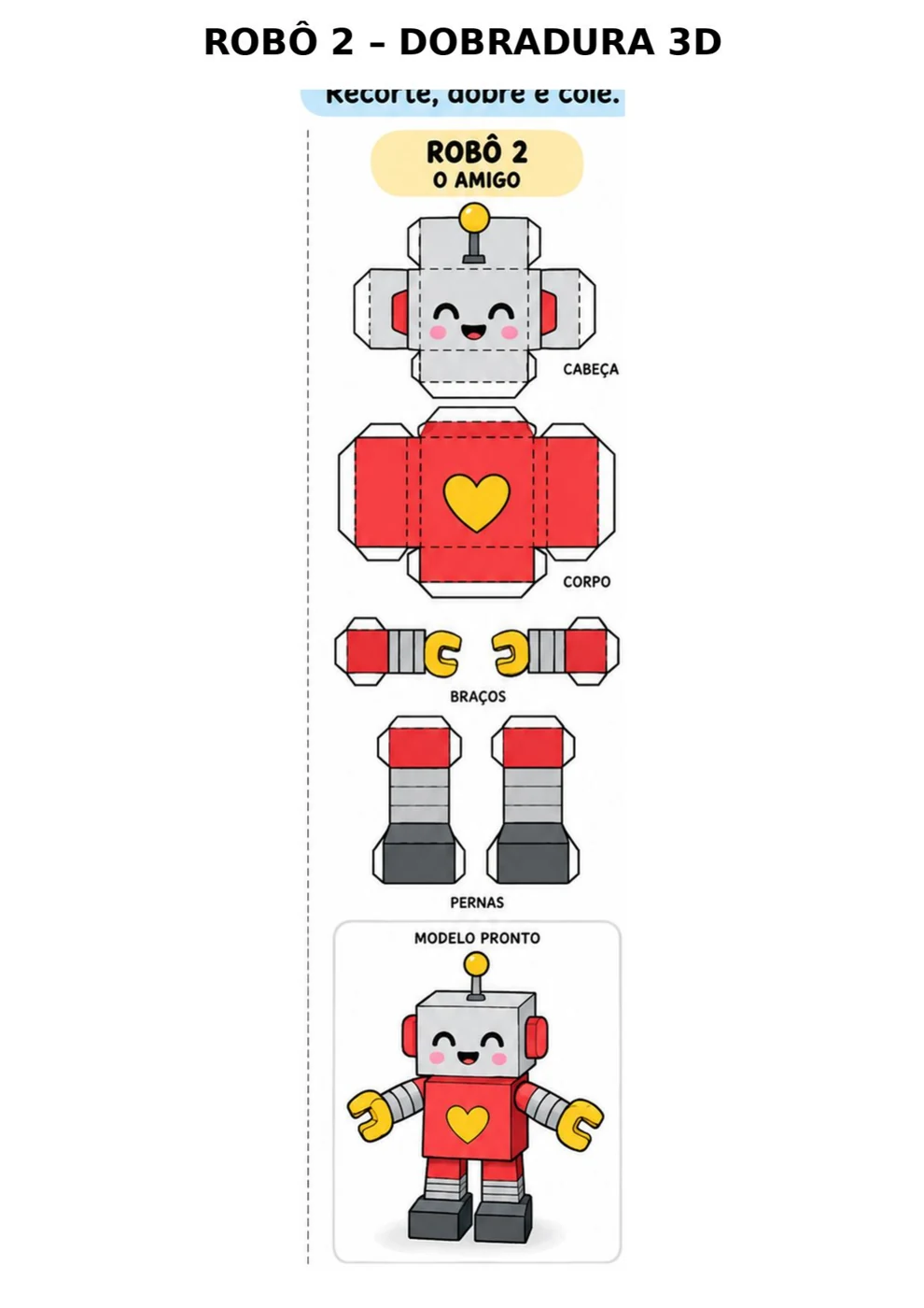 Robô 3D – Modelo 2 para imprimir, recortar e montar
