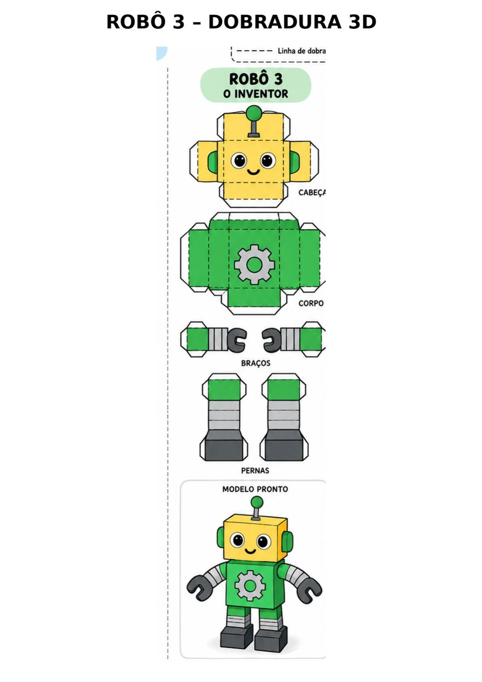 Robô 3D – Modelo 3 para imprimir, recortar e montar