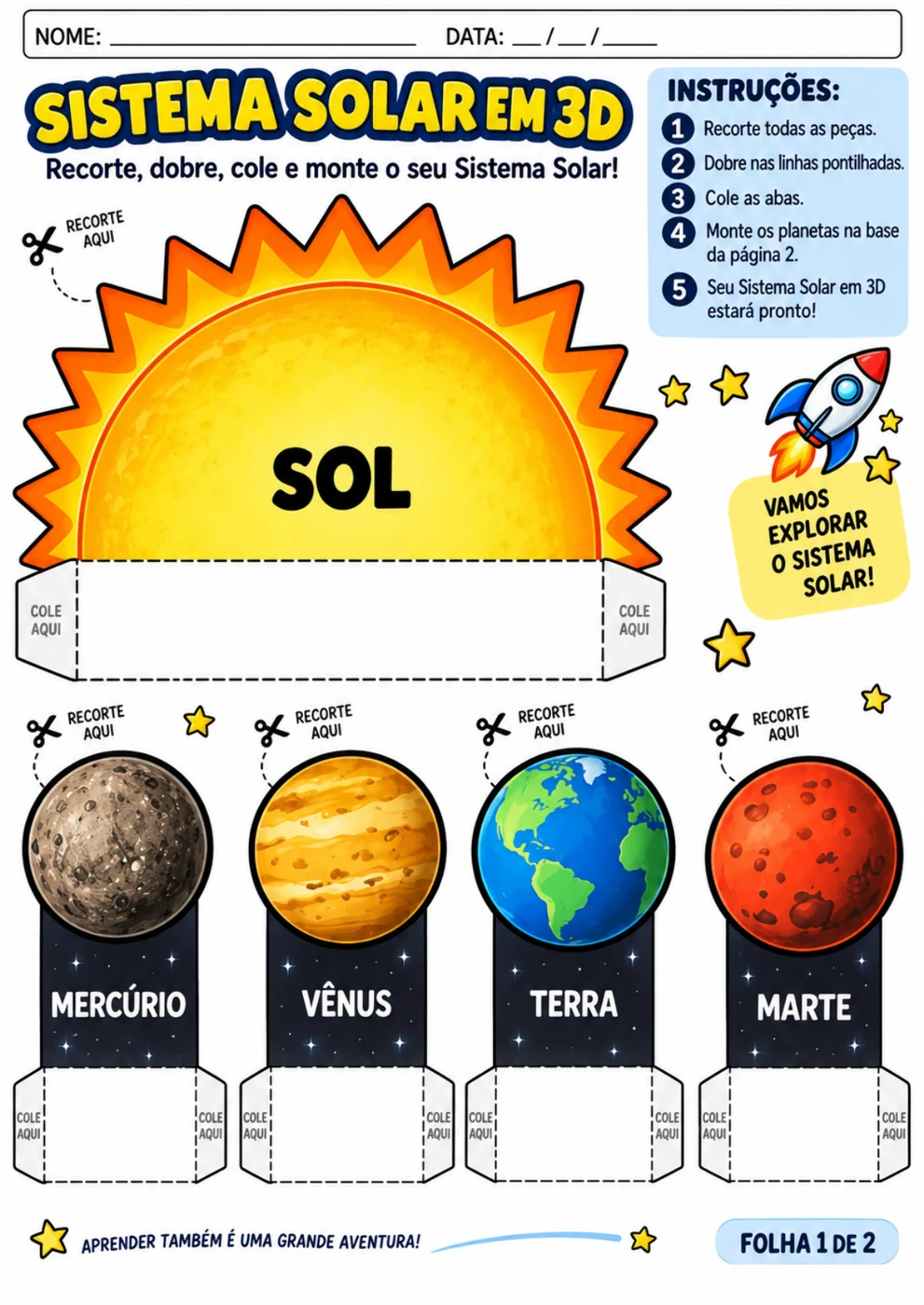 Sistema Solar 3D para imprimir e montar