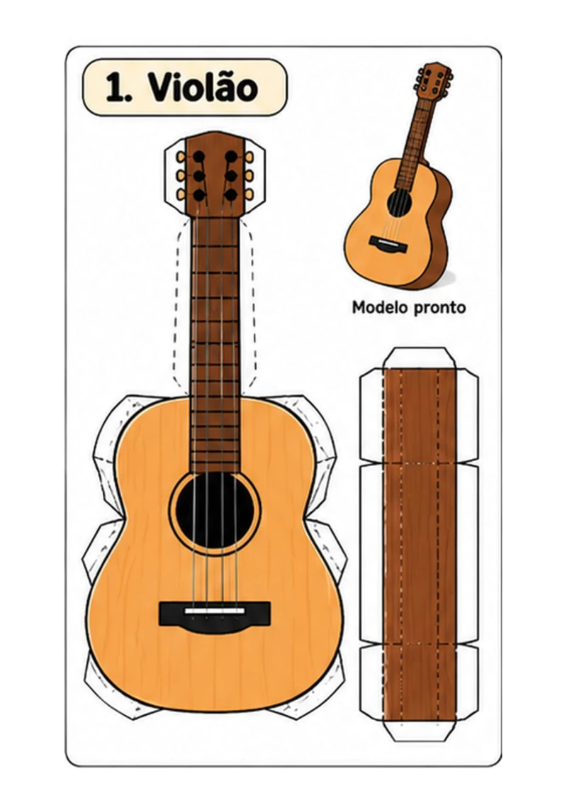 Violão 3D para imprimir e montar