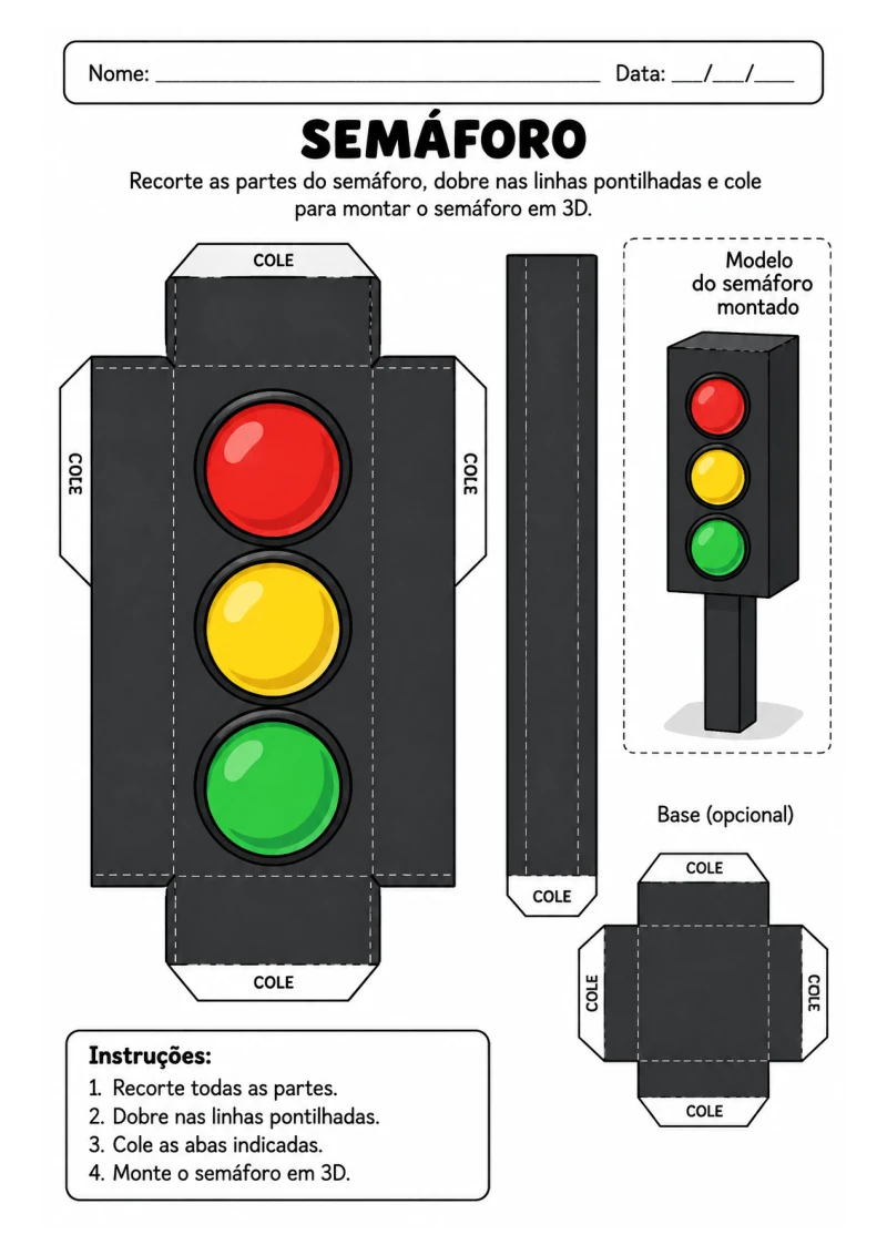 Semáforo 3D para Recortar e Montar