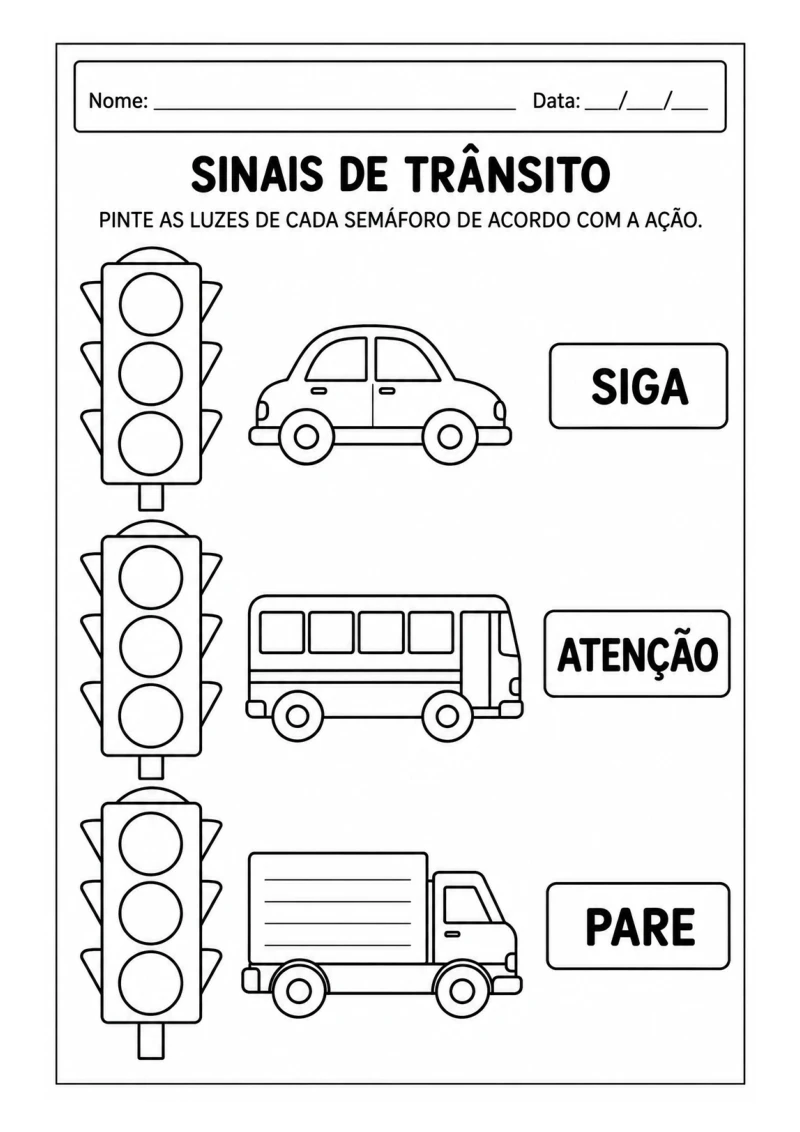Sinais de Trânsito — Pinte os Semáforos