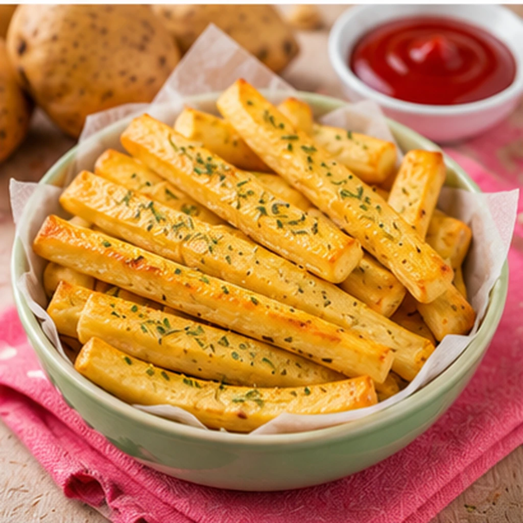 Palitinhos dourados de batata assados na Airfryer