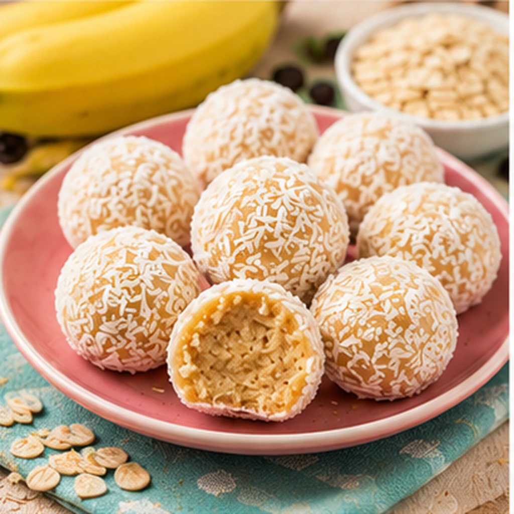 Beijinhos de banana com coco servidos em forminhas coloridas